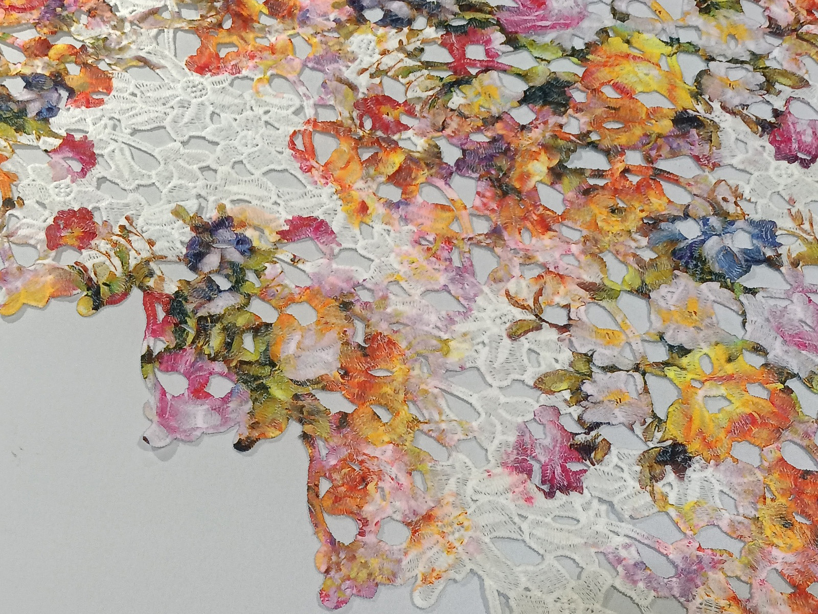 Tejido Guipur Floral Estampado Multicolor