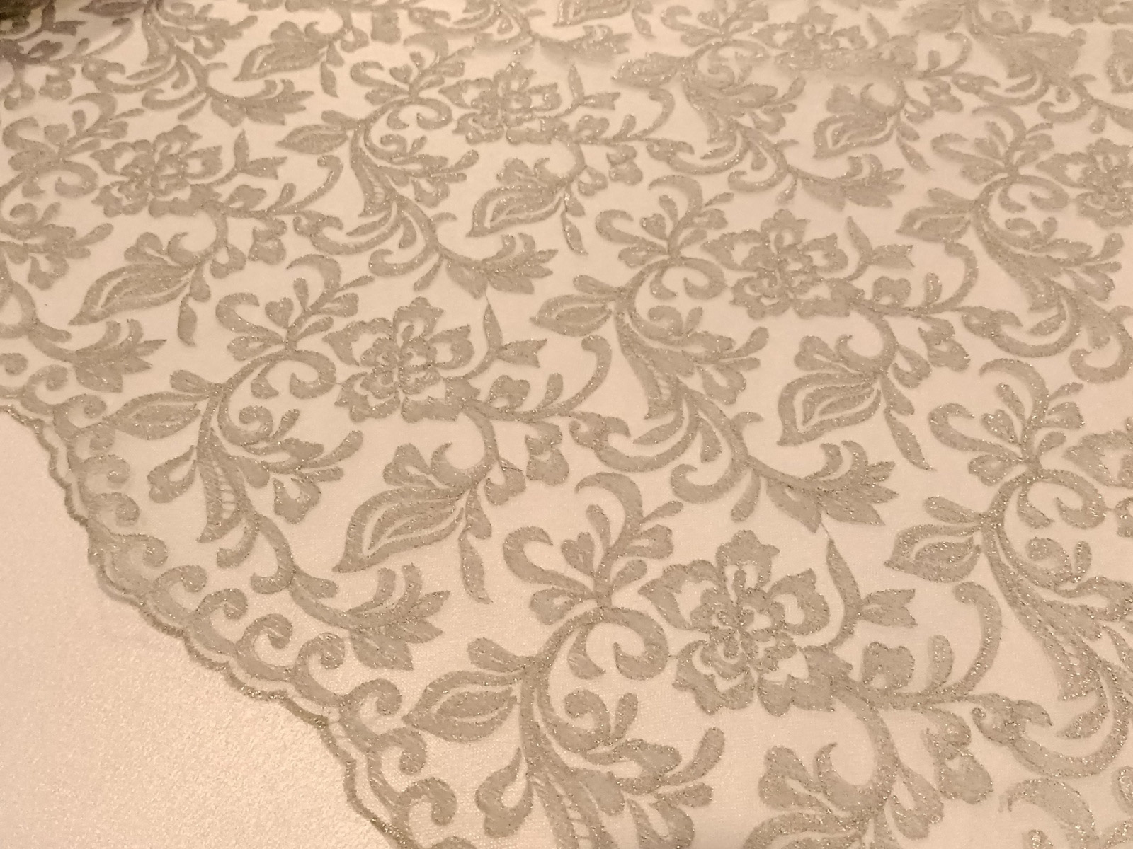 Tull Invisible Bordado Floral Plata