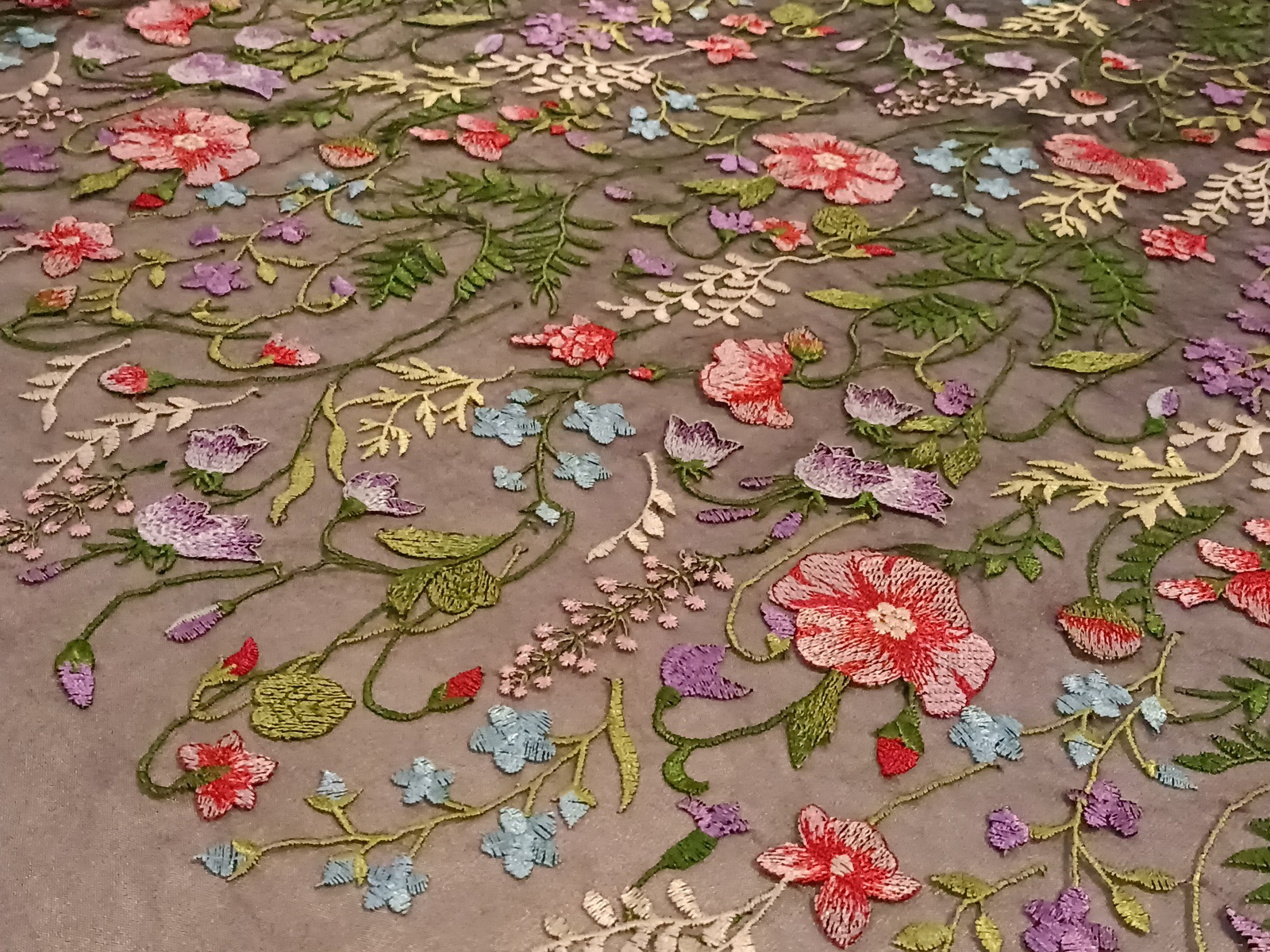 Tull Bordado Floral Multicolor