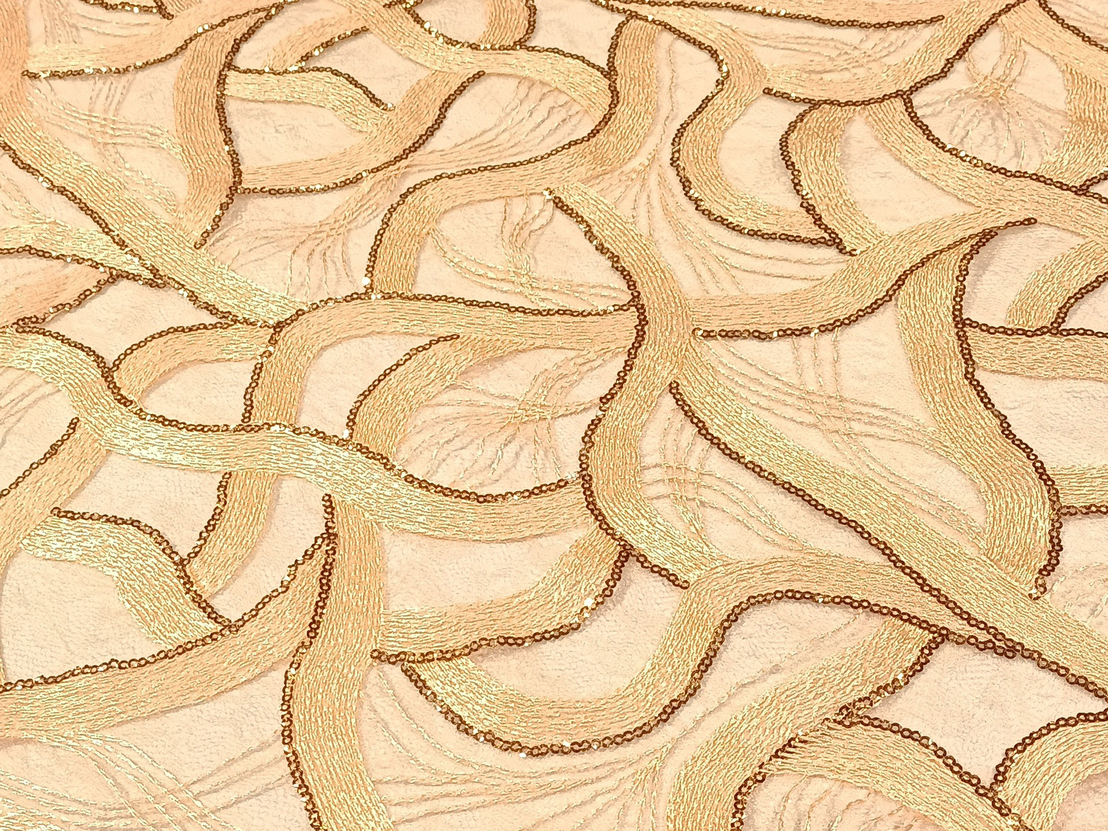 Tull Bordado Ondas Lentejuela  Coral