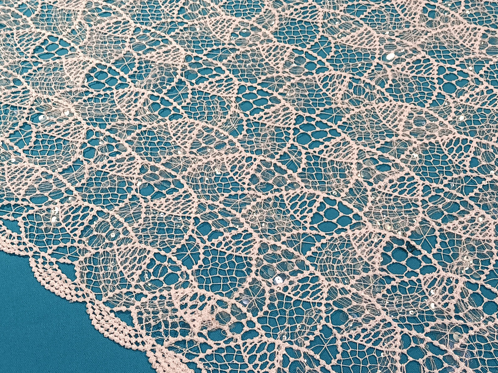 Guipur Blanco Lentejuela Transparente