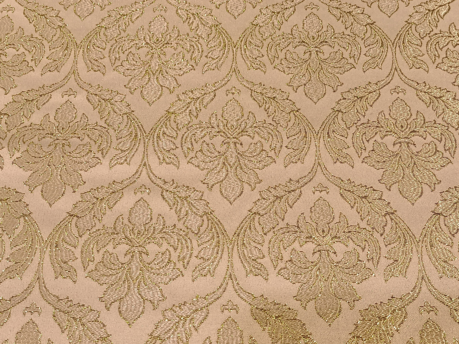 Damasco Fantasía Flor Medallón Lurex Oro