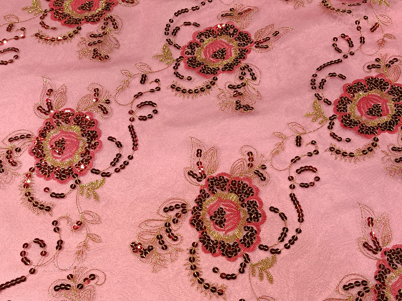 Organza Fantasía Rojo Lentejuelas