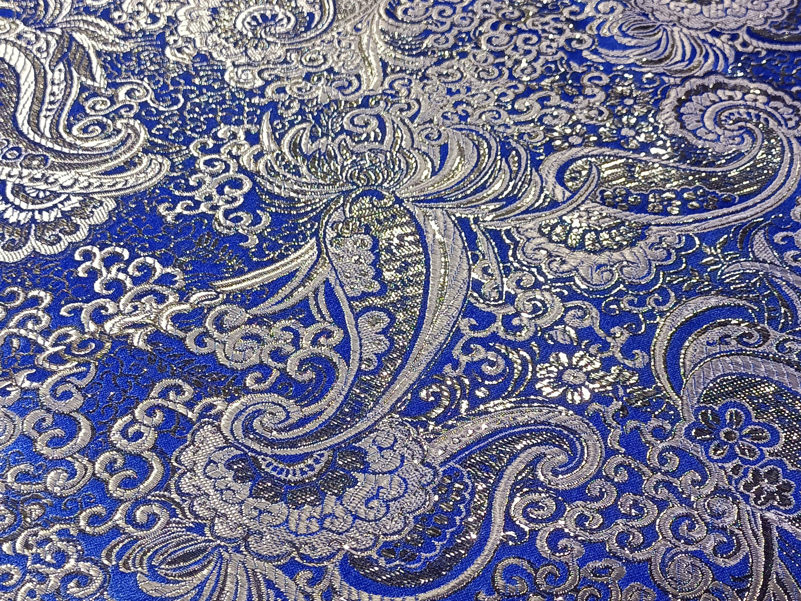 Damasco Fantasía Cache Flor Plata Azulón