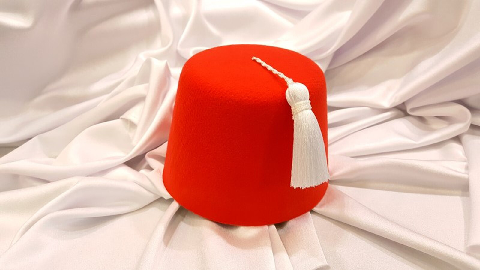 Fez Fieltro Pol Rojo Borla Blanca
