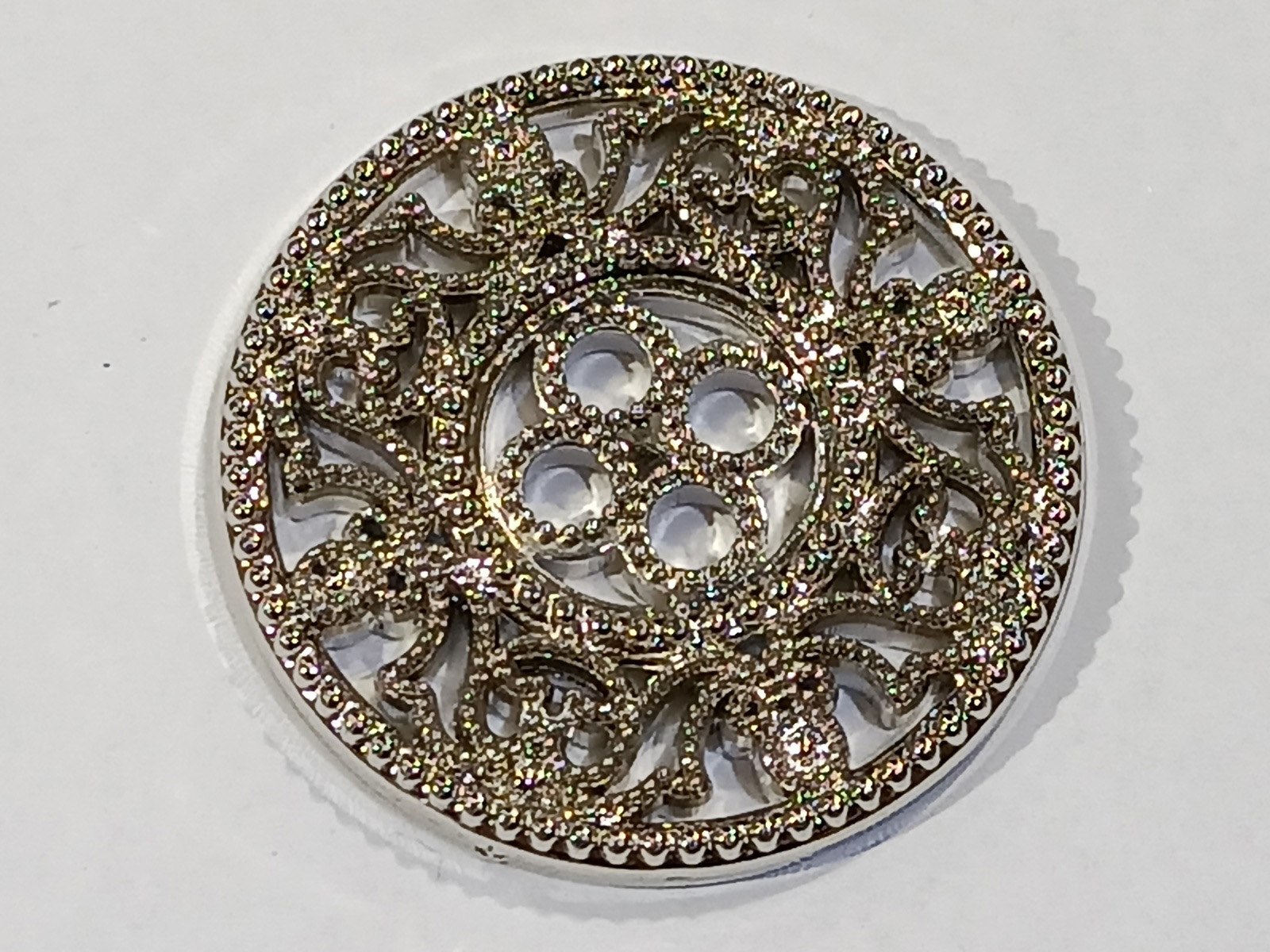 Chapa Boton Grande Efecto Metálico Plata