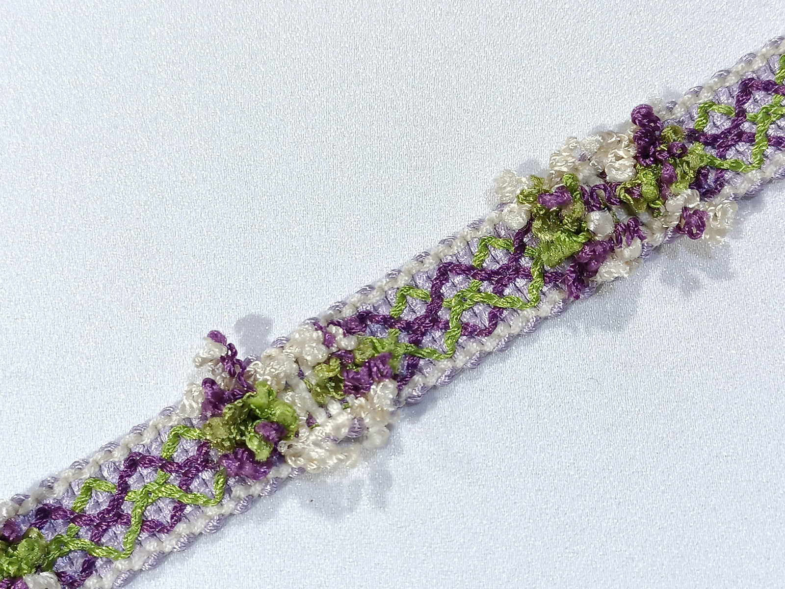 Pasamanería Rustica Paris Blanco/Morado/Verde