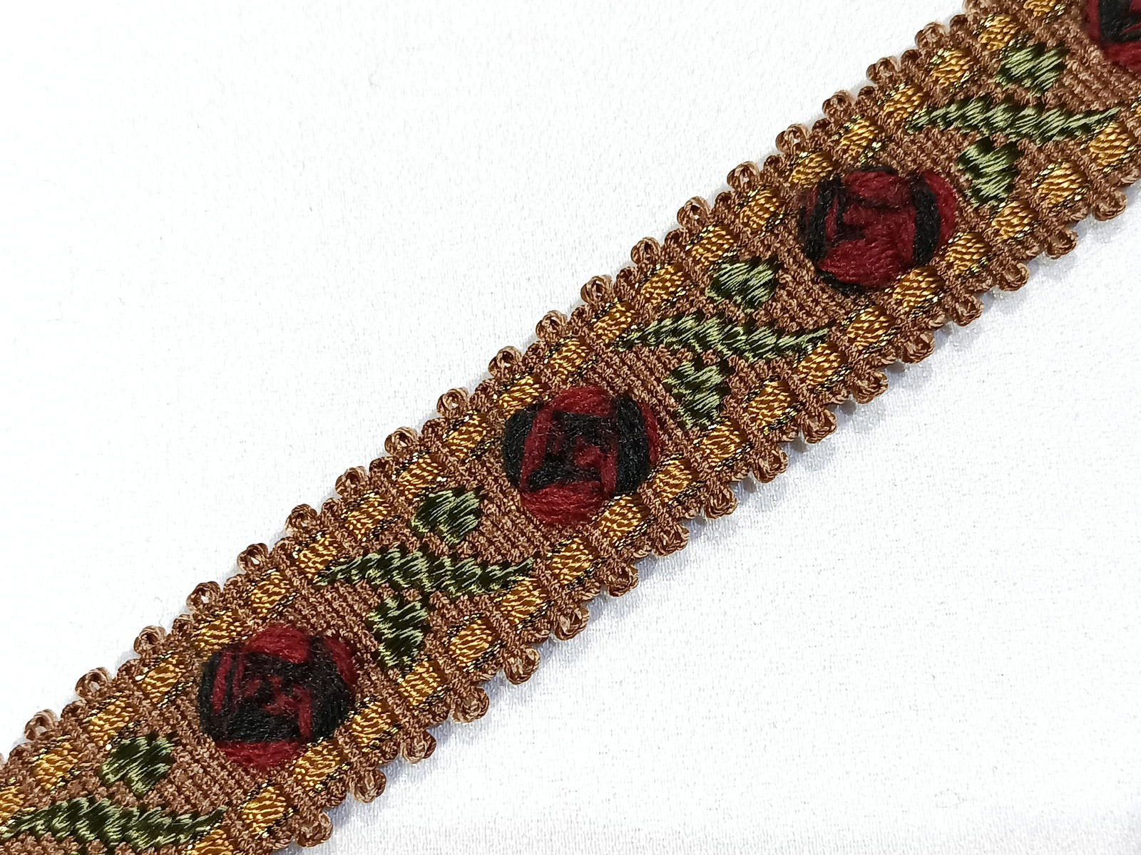 Pasamaneria Rustica Cenefa Flor Marrón/Granate Sencilla