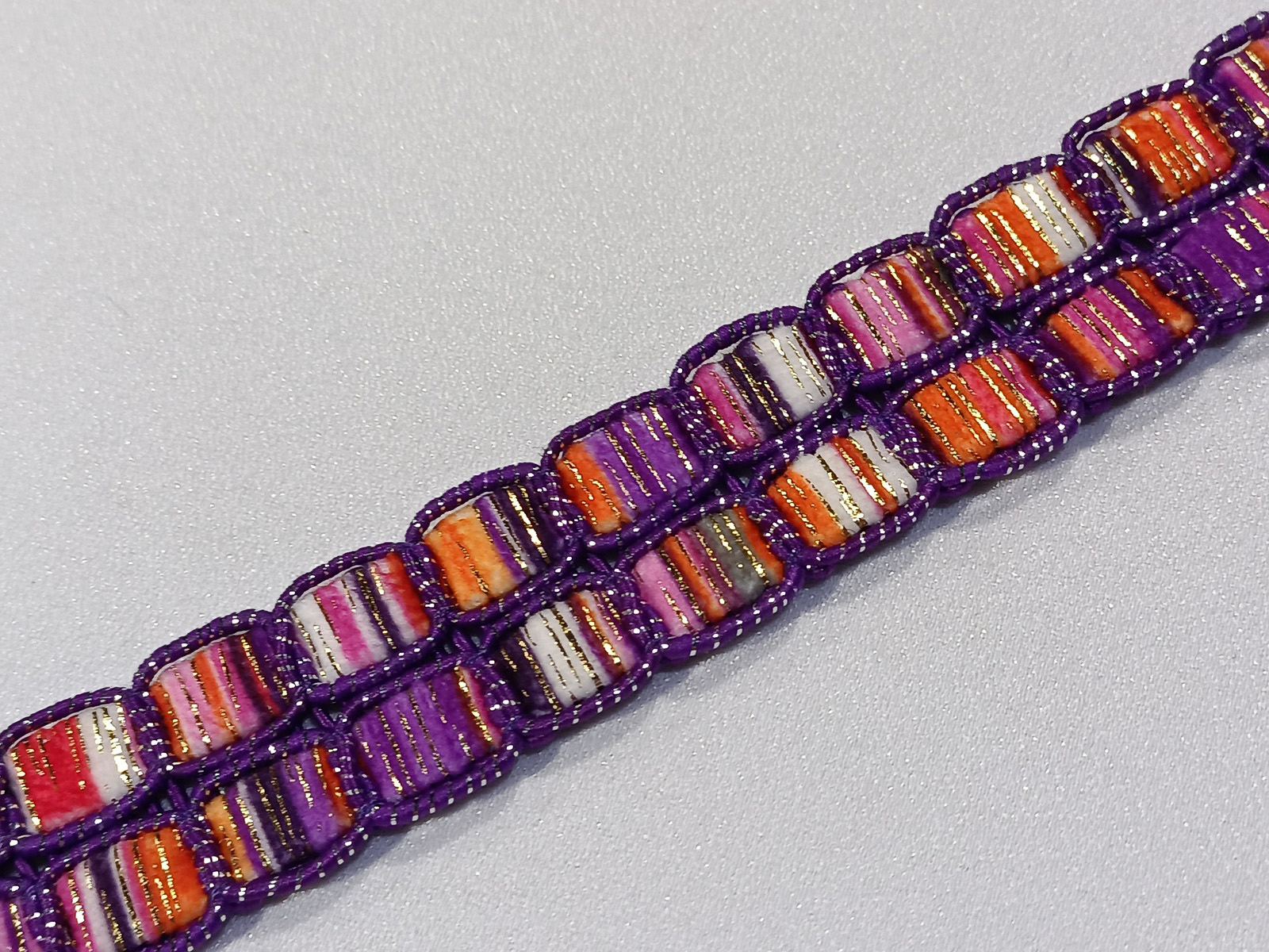 Pasamanería Rustica Cuadrados Morado