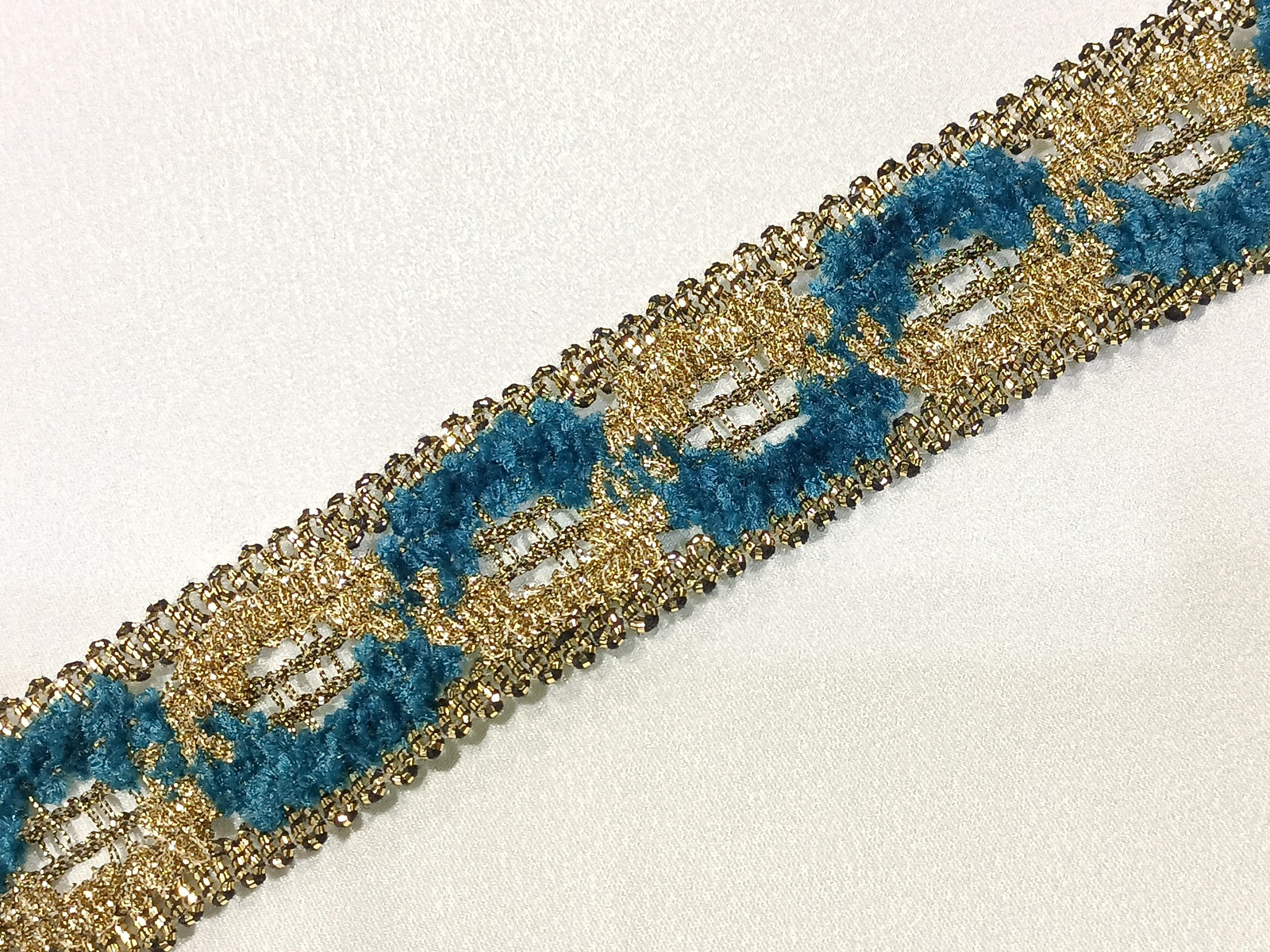 Pasamanería Ondas R azul / Oro metalico
