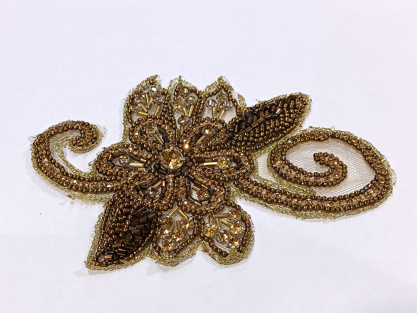 Aplicación Cristal Flor Ramal Oro Envejecido