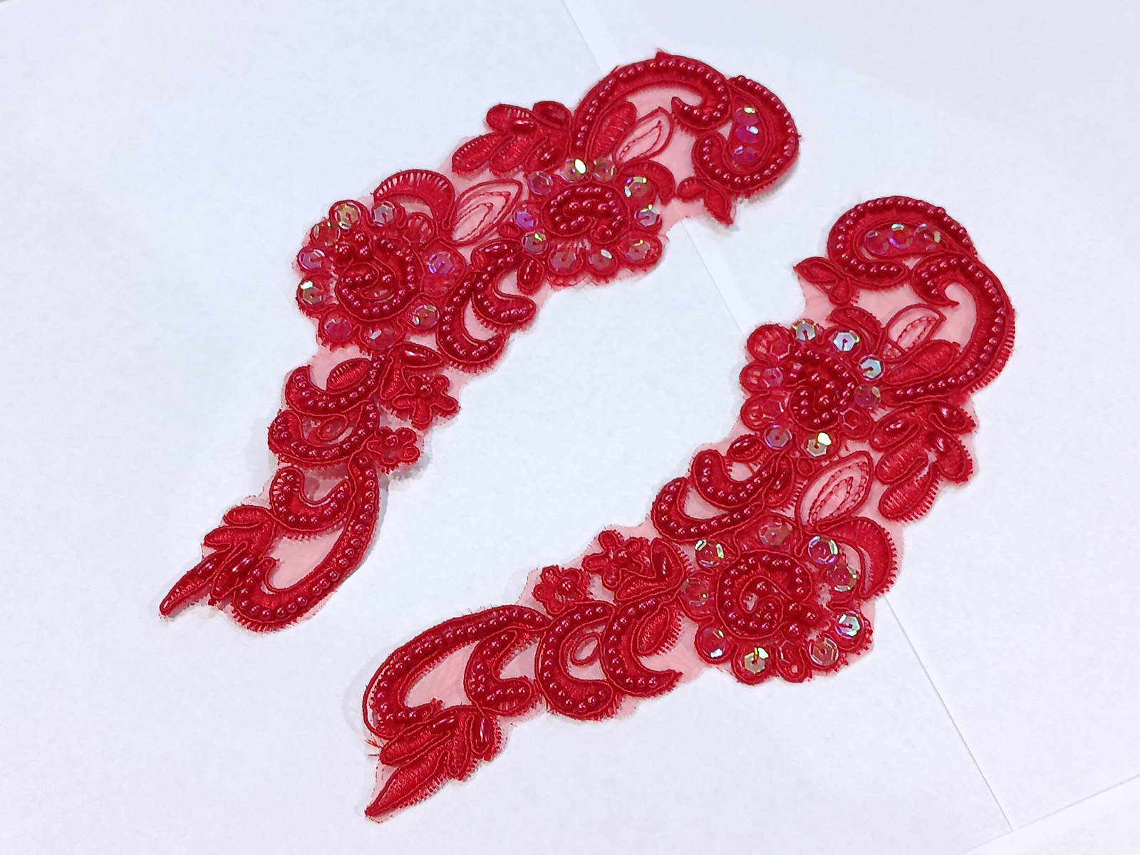 Aplique Lentejuelas Hojas Rojo