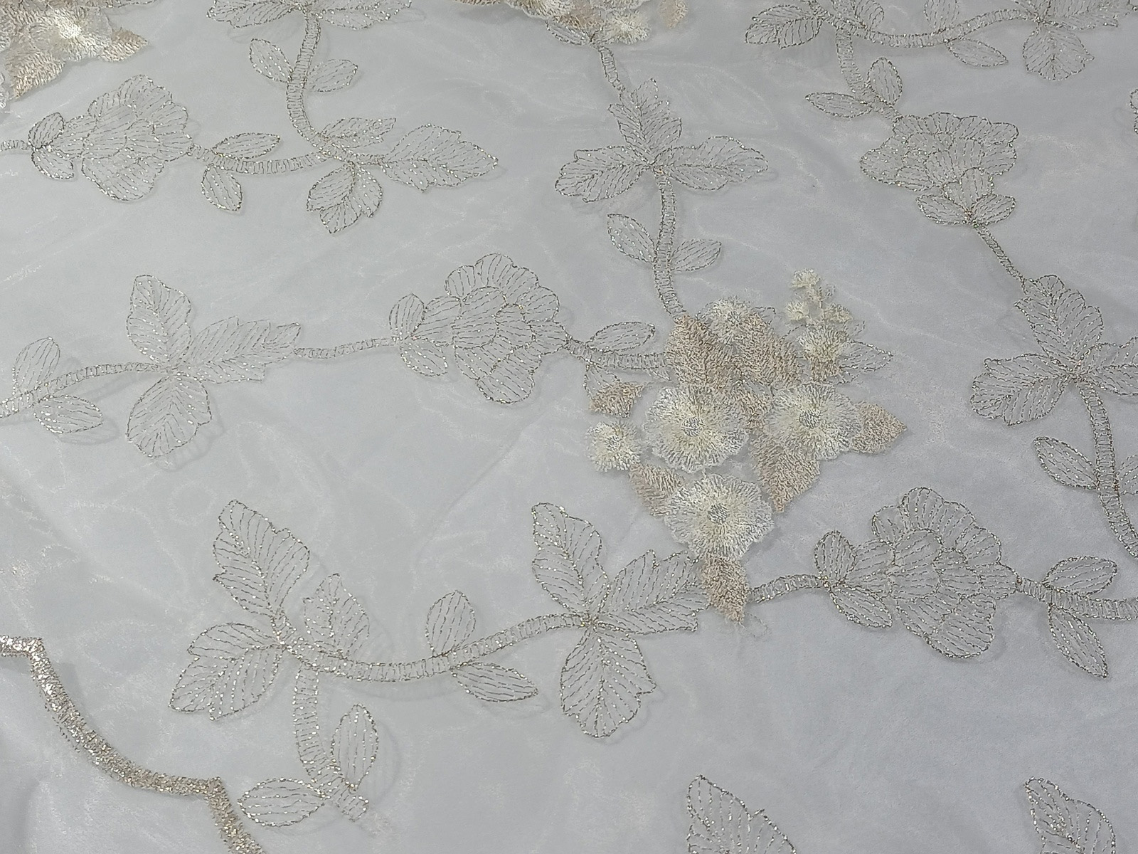 Tull Bordado Flor Organza de Cristal