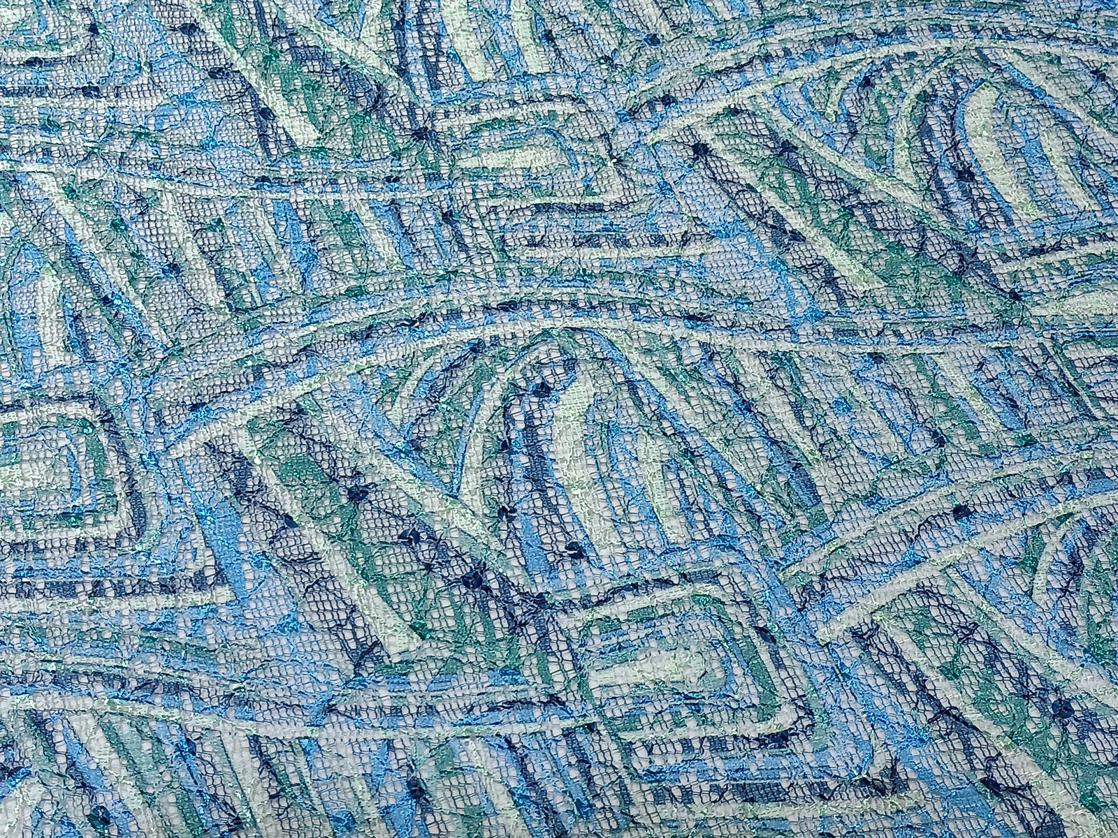 Malla Bordada Estampado Azul Verde