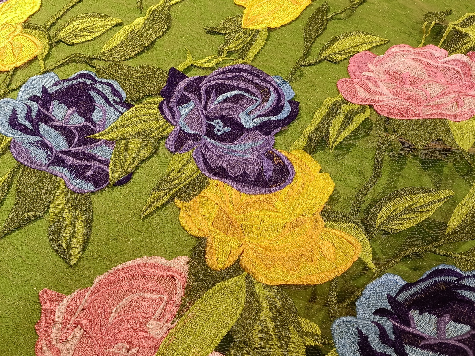 Tul Bordado Floral Multicolor