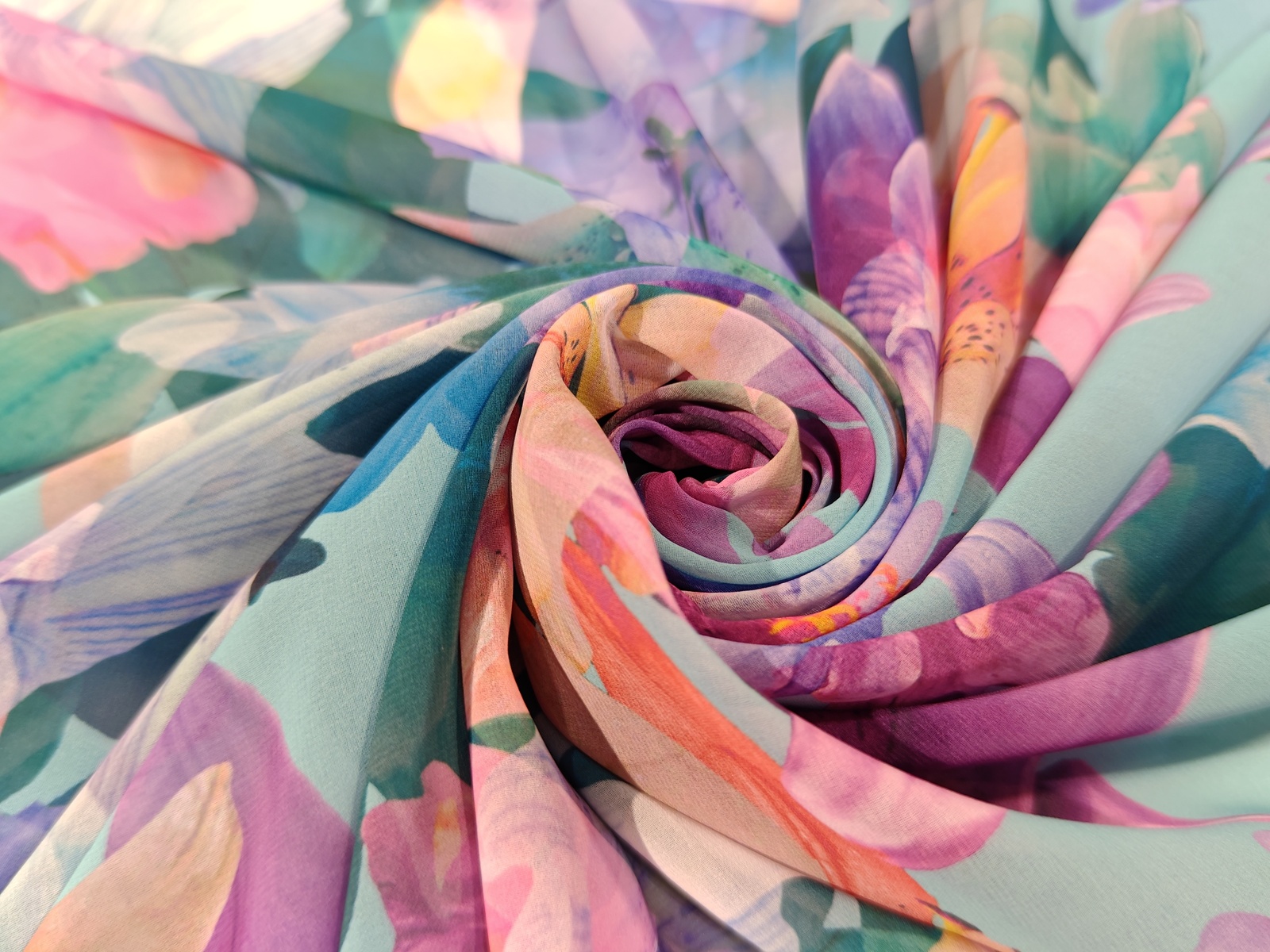 Gasa Celeste Floral Romantico