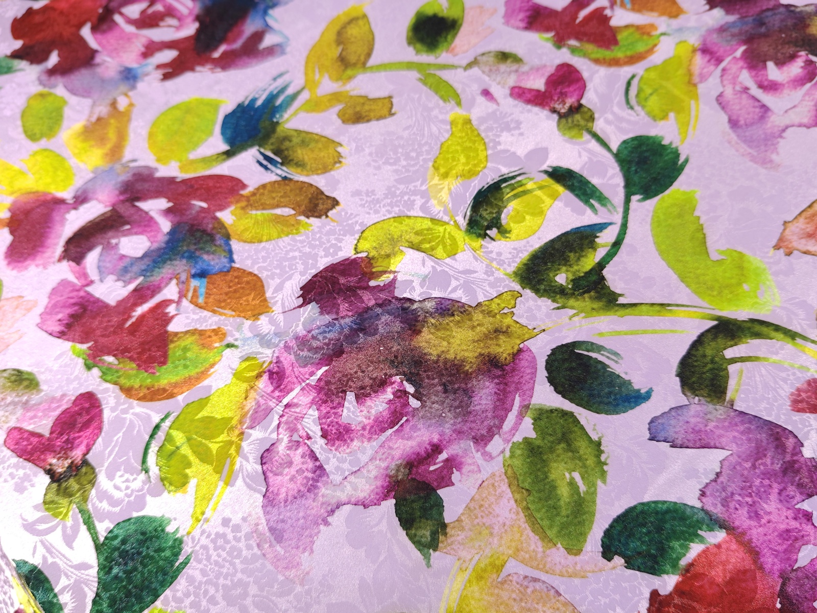 Saten Rayon Seda Multicolor Malva