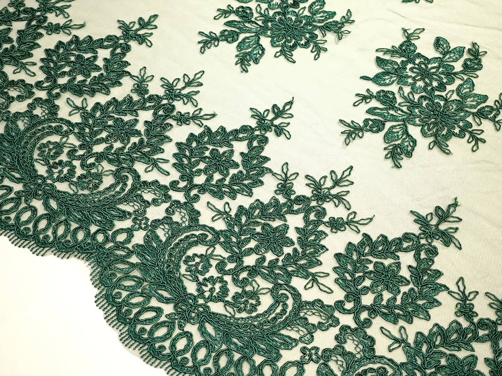 Encaje Rebrode Verde Flor