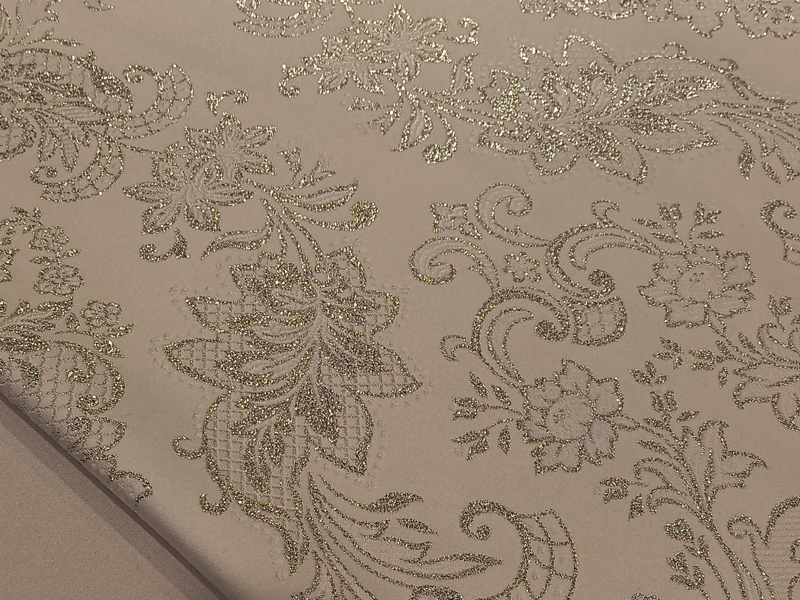 Brocado Pol Floral Plata