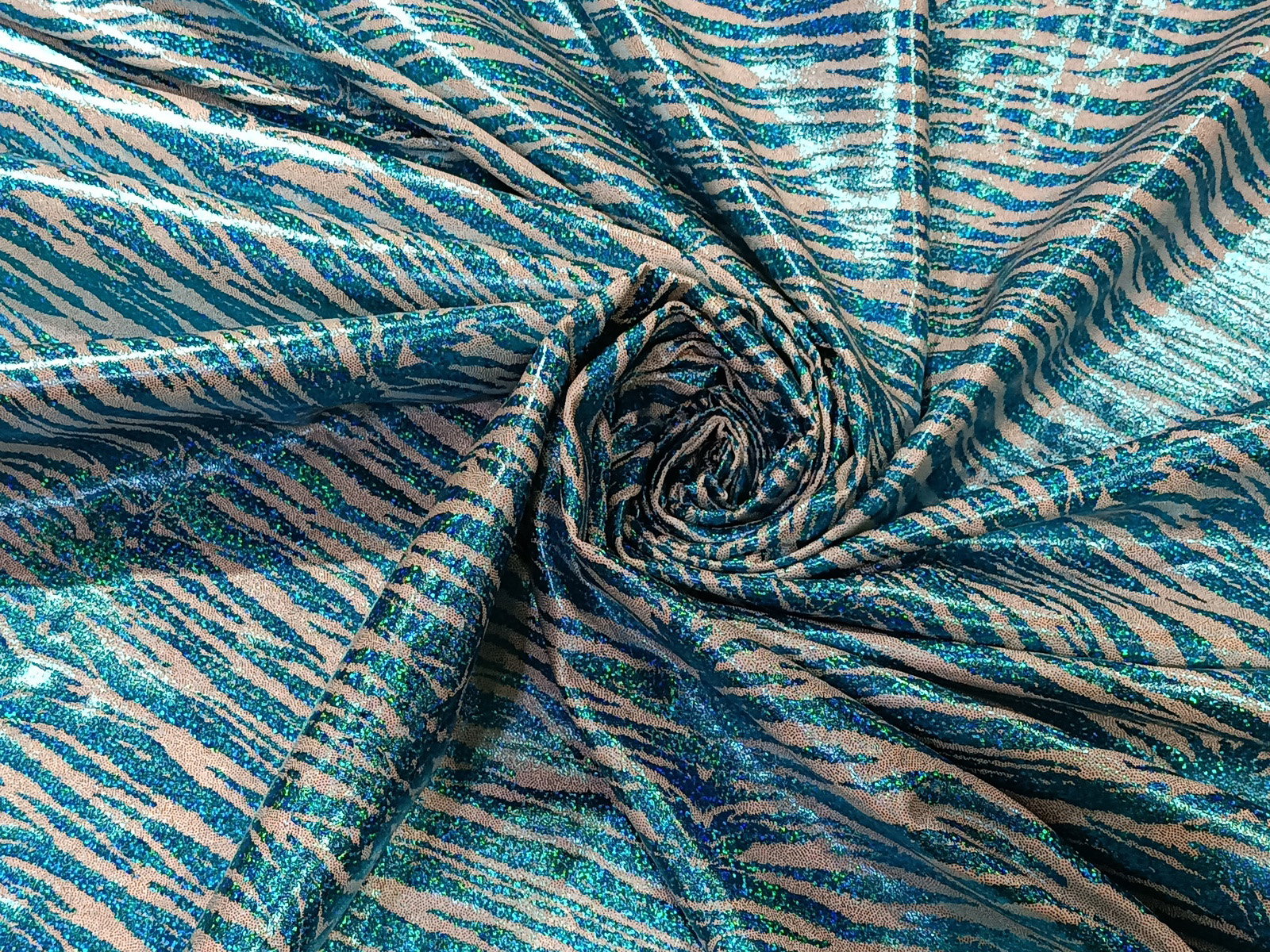 Lycra Tigre Foil Turquesa