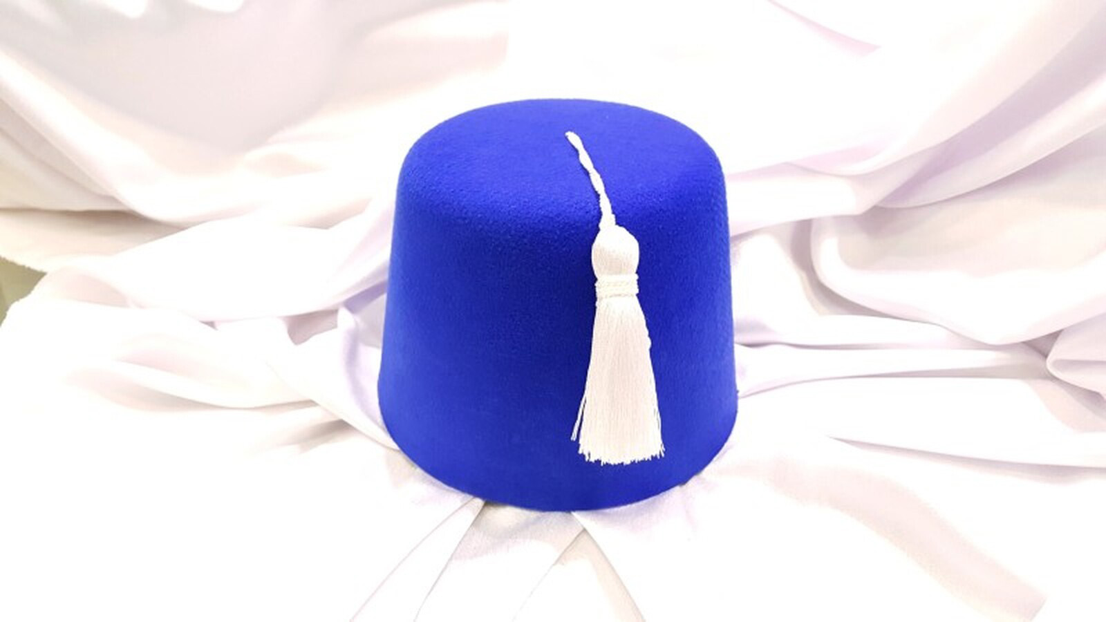 Fez Fieltro Pol Azul Borla Blanca