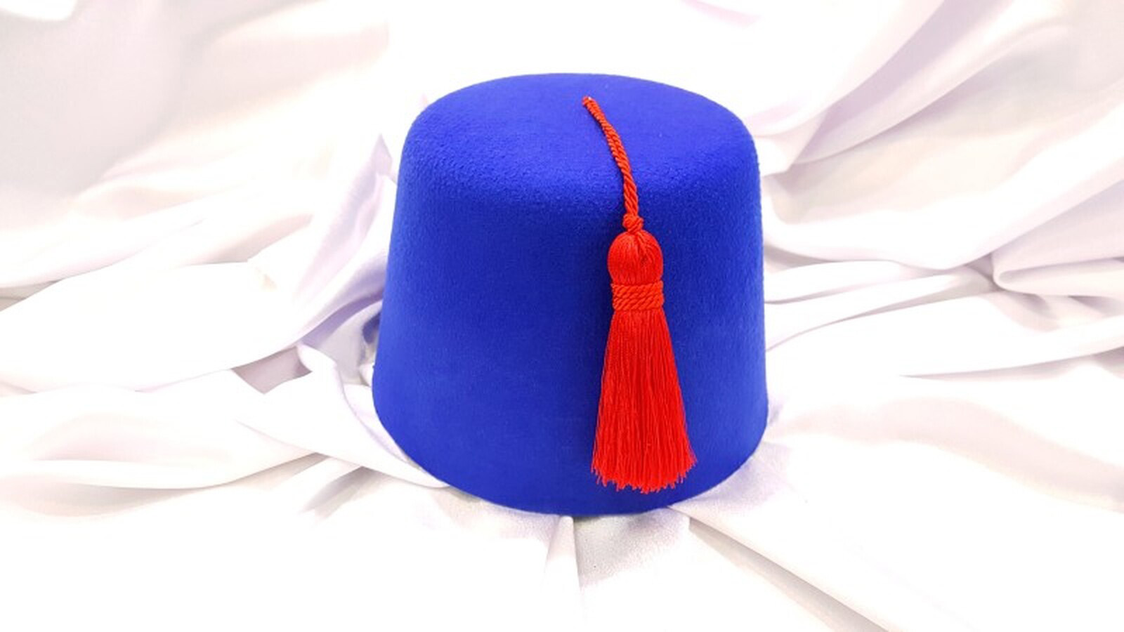 Fez Fieltro Pol Azul Borla Rojo