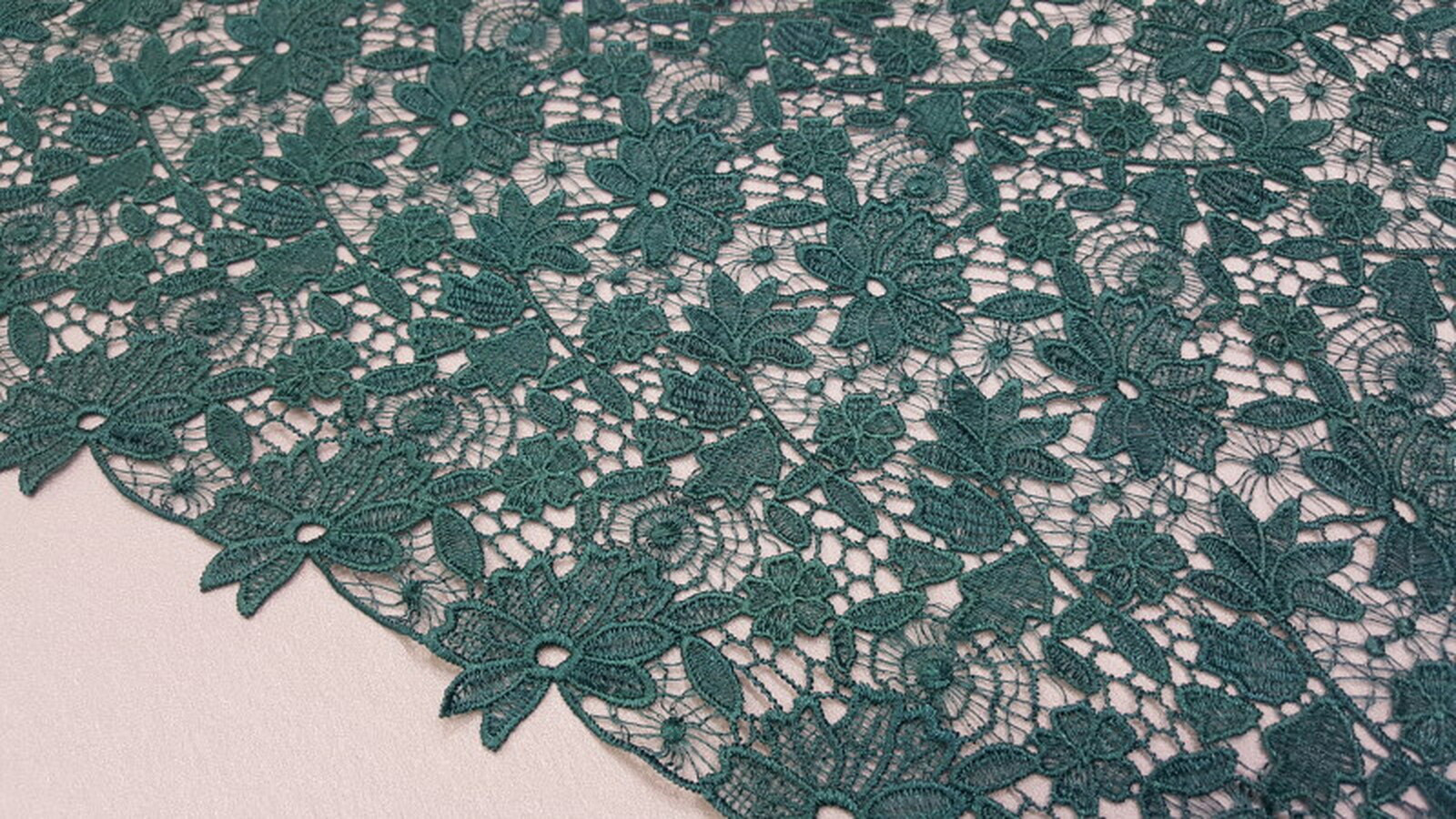 Tejido Guipur Flor Ramal Verde Turquesa