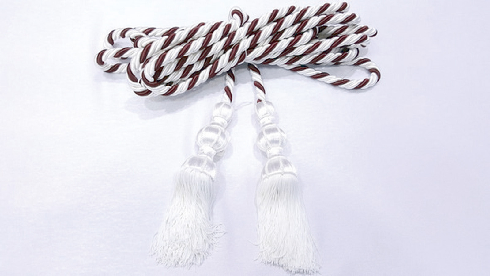 Cingulo Cordón Granate/Blanco Borla Poliester 16 cms